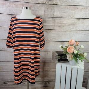 Everly Orange‎ Navy Striped Tunic Dress Large